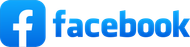 A blue and white facebook logo on a white background