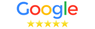 A google logo with five stars on it.