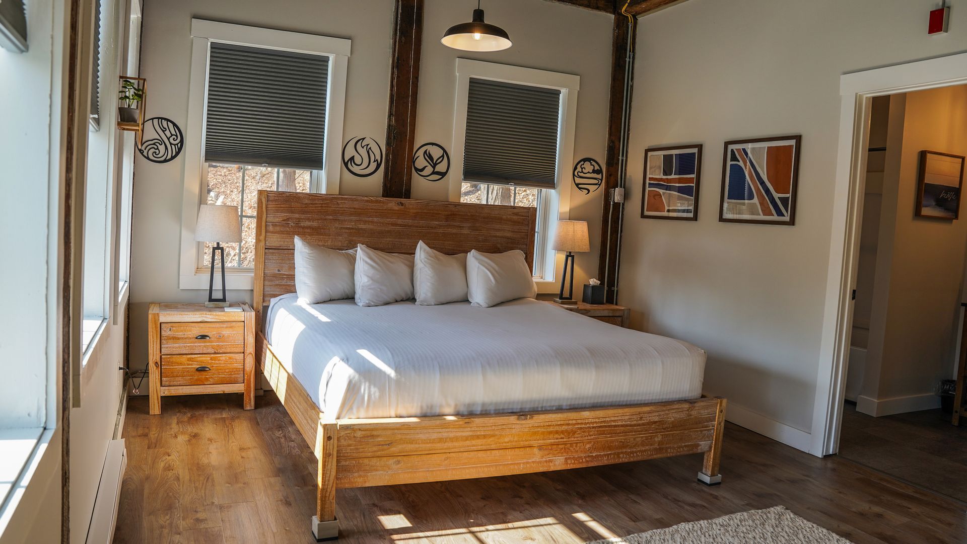 There is a large bed in the middle of the room.