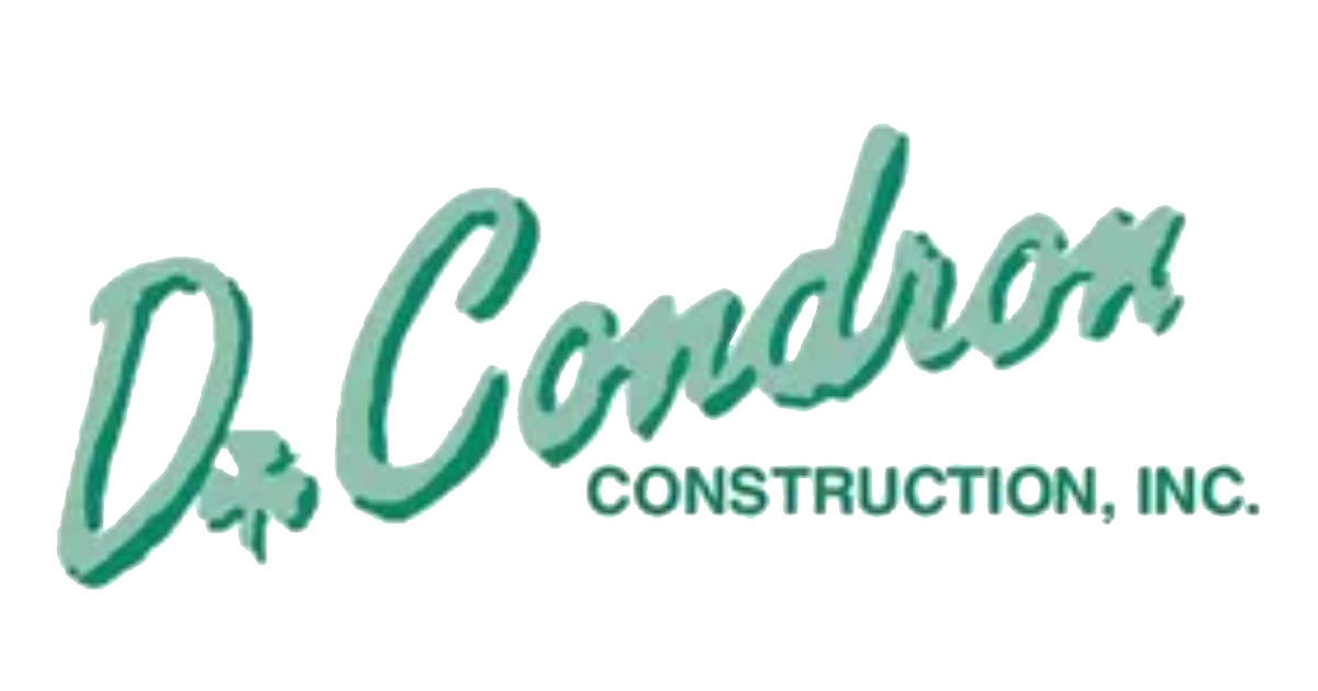 Logo for D. Condron Construction, Inc. in green script with shamrock detail and company name below.