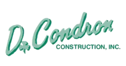 Logo for D. Condron Construction, Inc. in green script with shamrock detail and company name below.