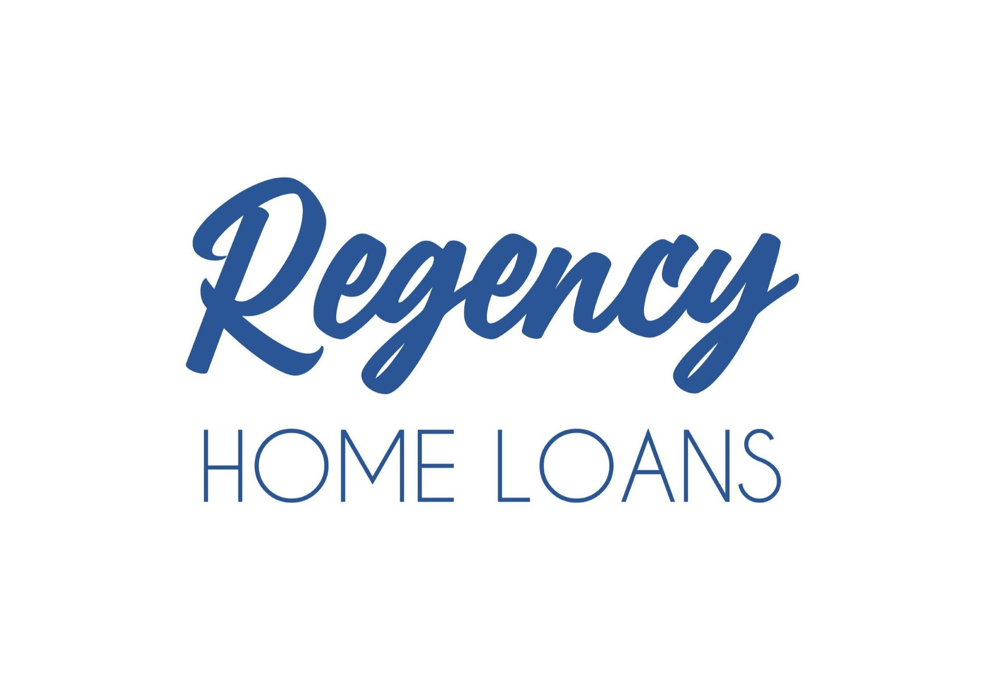 The regency home loans logo is blue and white on a white background.