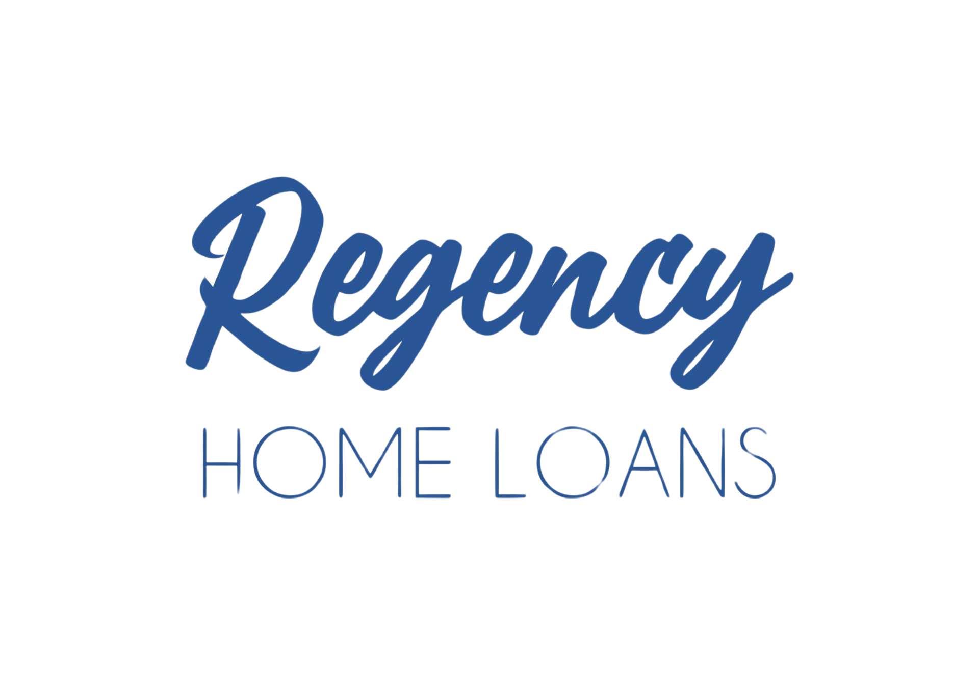 The regency home loans logo is blue and white on a white background.