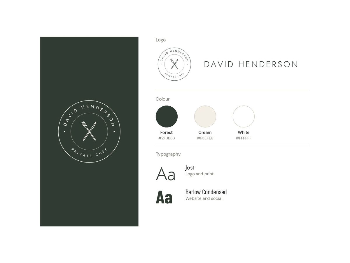 Chef David Henderson brand identity on print and stationery, by REGO Creative
