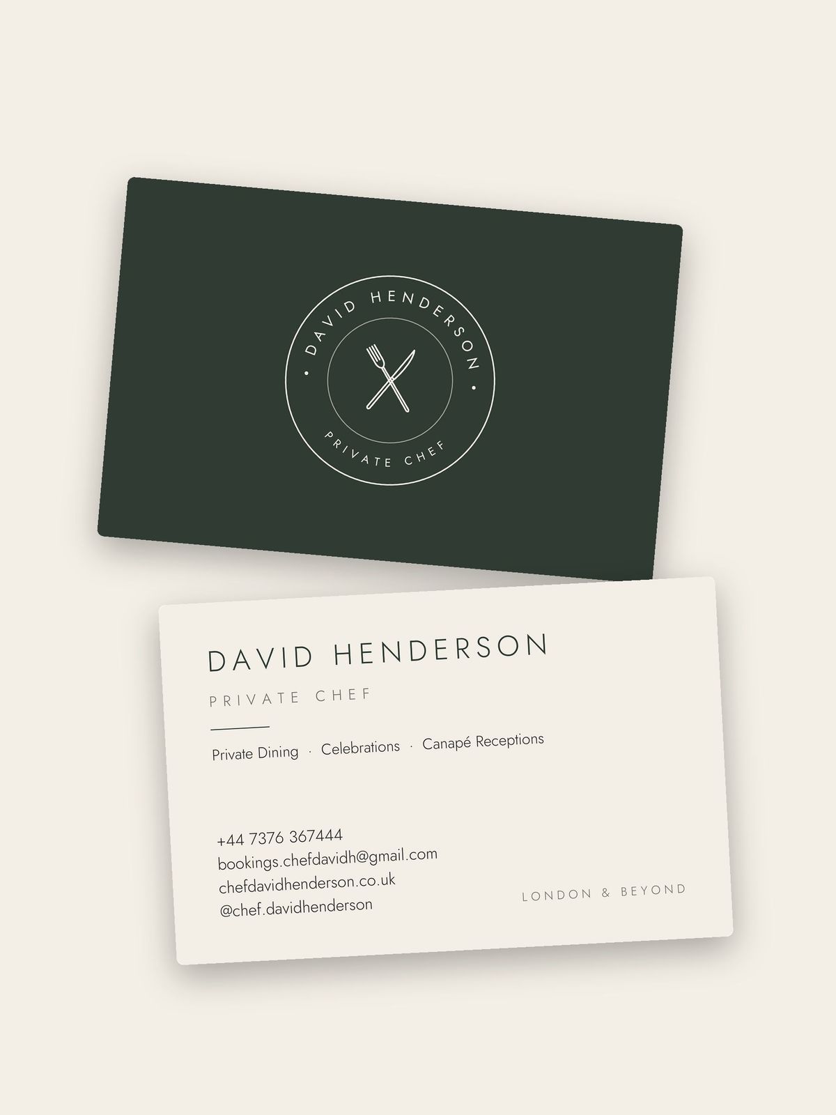 Chef David Henderson business cards, by REGO Creative