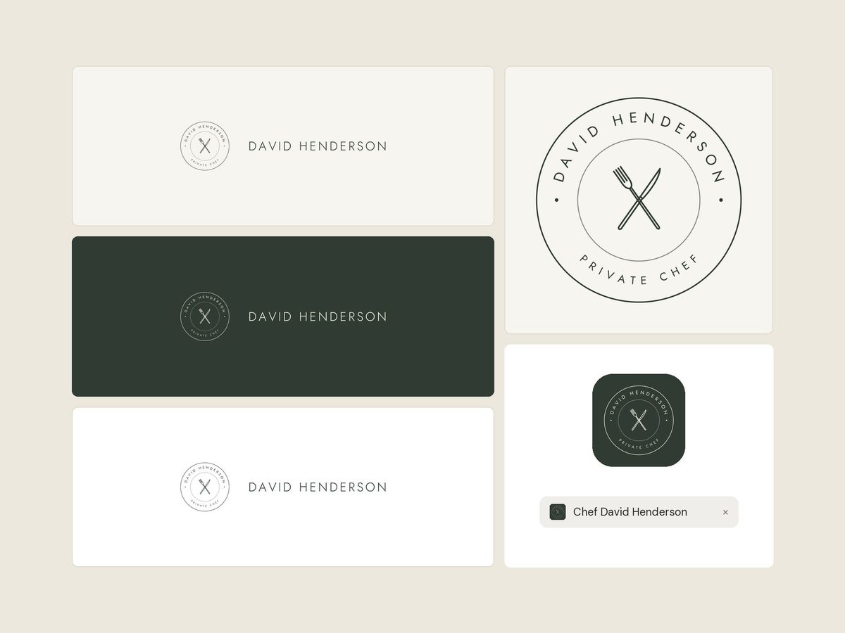 Chef David Henderson logo, a seal of crossed cutlery, by REGO Creative