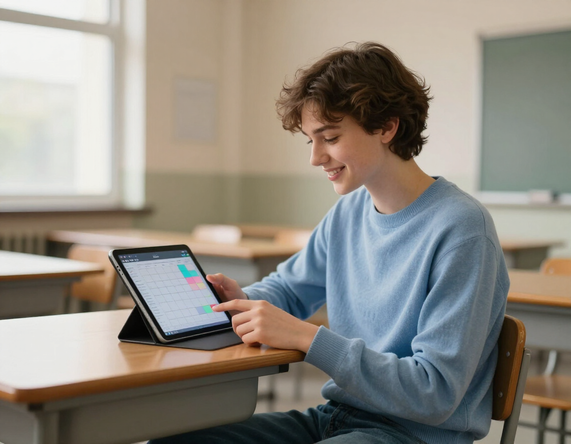 Student using planner