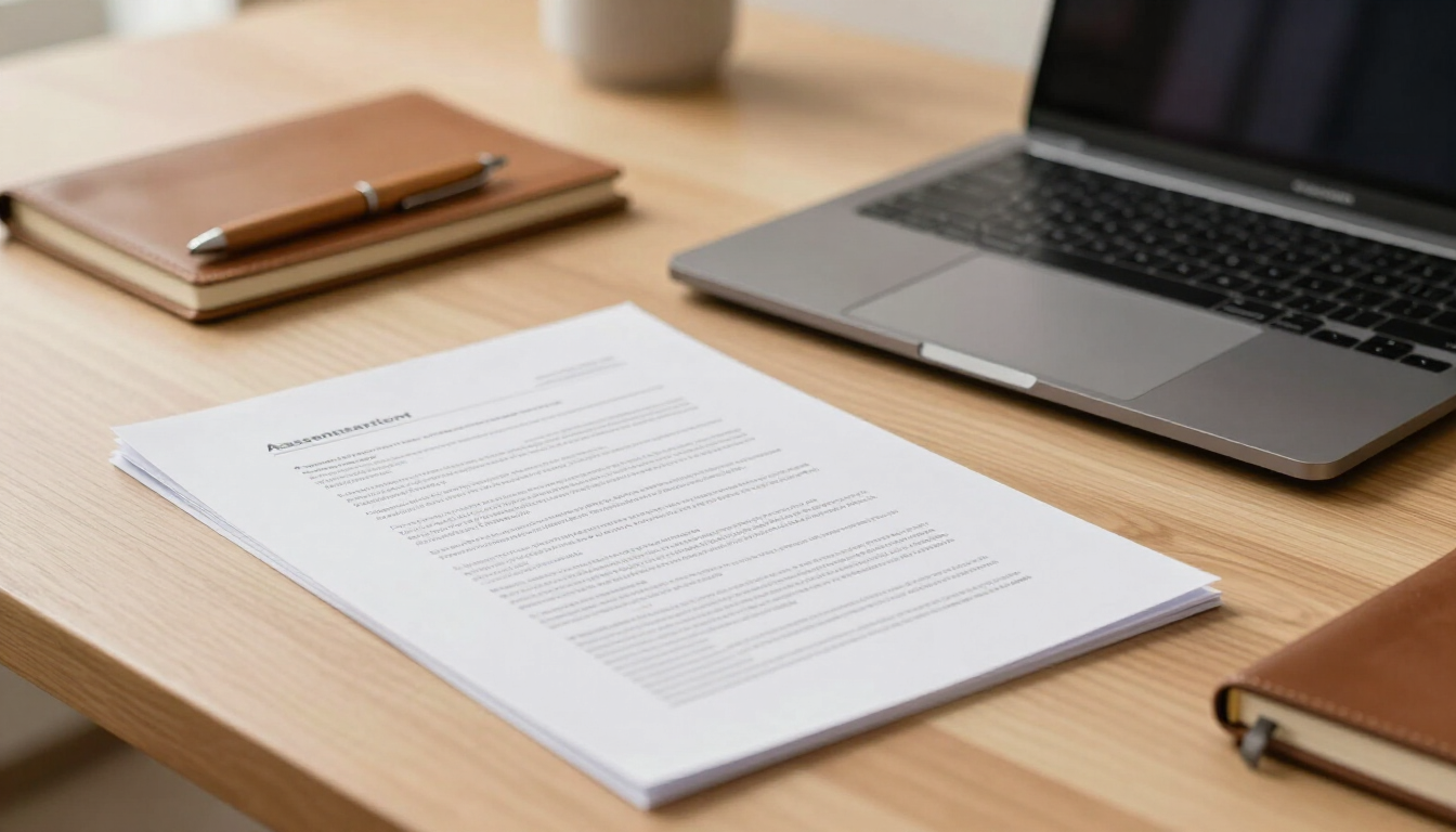 Daily living skills assessment checklist on a desk
