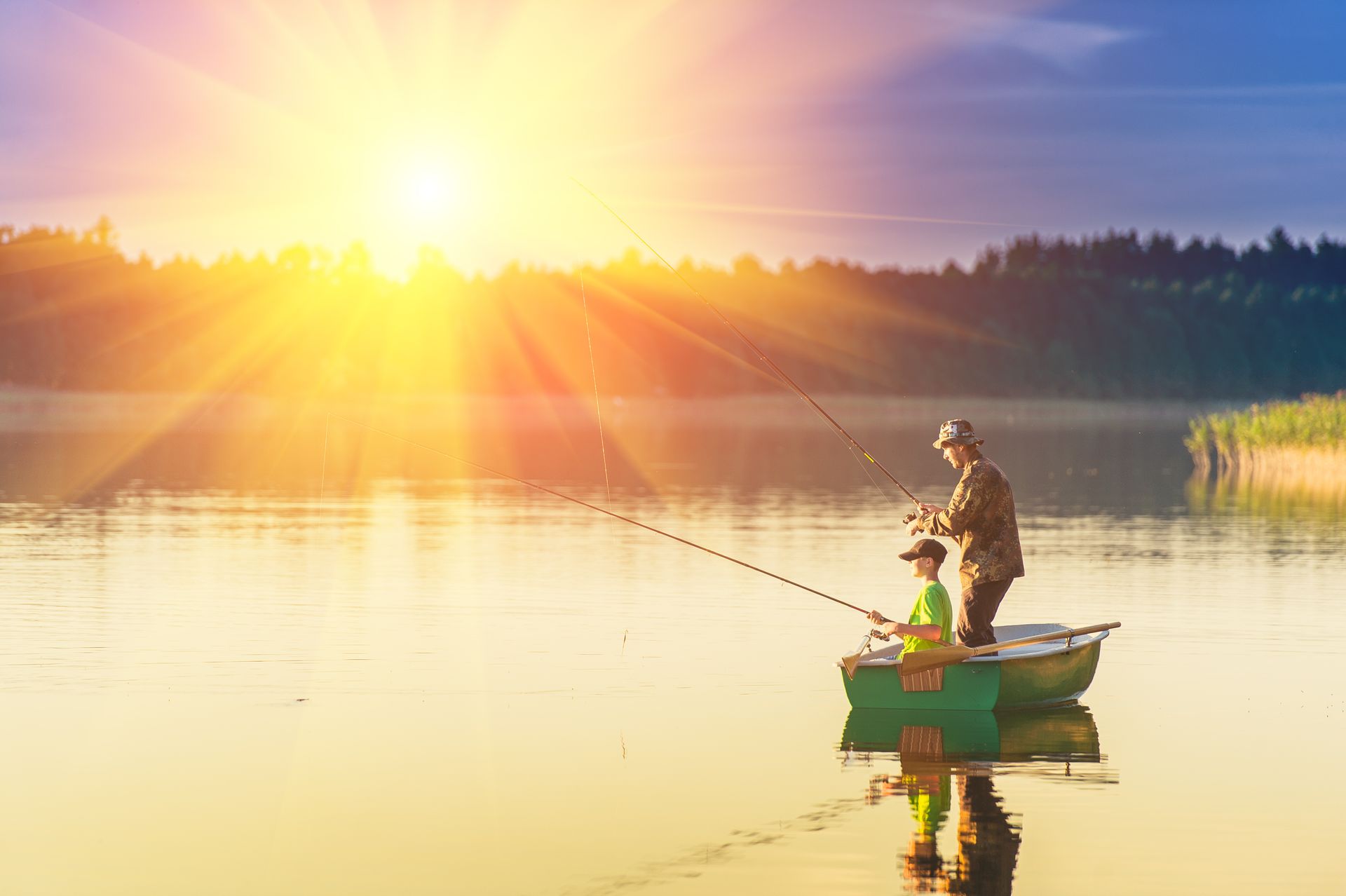 Father and Son fishing on Lake Kentucky near Eagles Nest RV Park