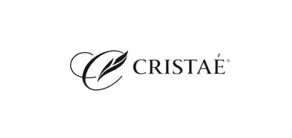 Het Cristae-logo met een gestileerde C en een bladachtig ontwerp in zwart op een witte achtergrond.