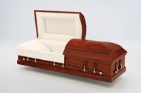 wood casket with the lid open