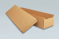 a cardboard casket with the lid open