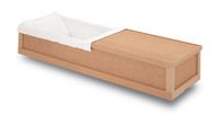 light wooden casket