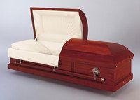 wood casket with the lid open
