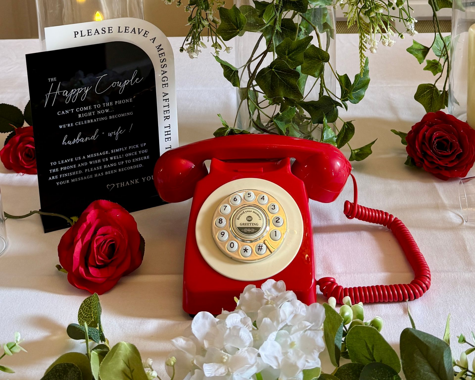Audio guest book phone at a wedding in Cork