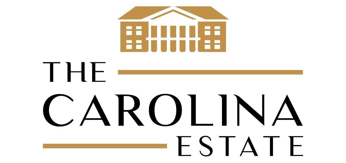 Logo for The Carolina Estate featuring a gold-colored building icon and text.