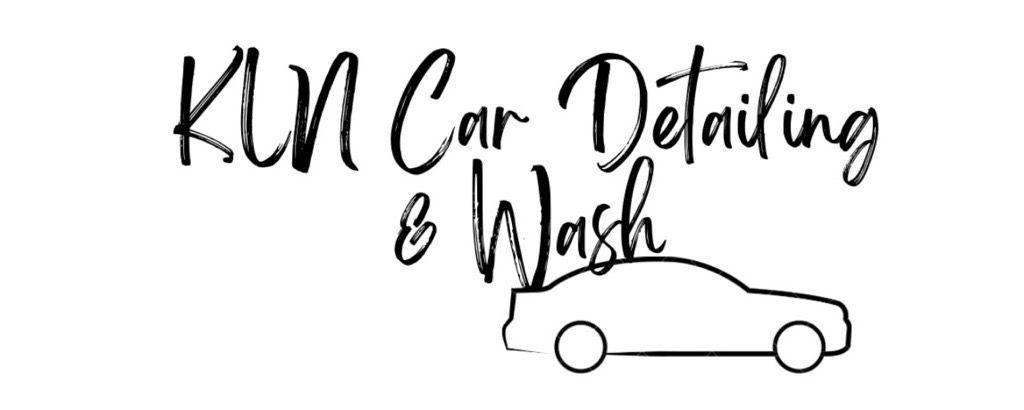 A black and white logo for a car detailing and wash company.