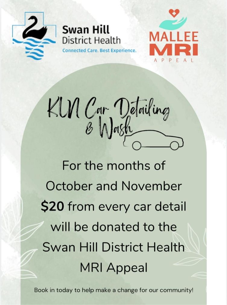 A swan hill district health advertisement for km car detailing and wash
