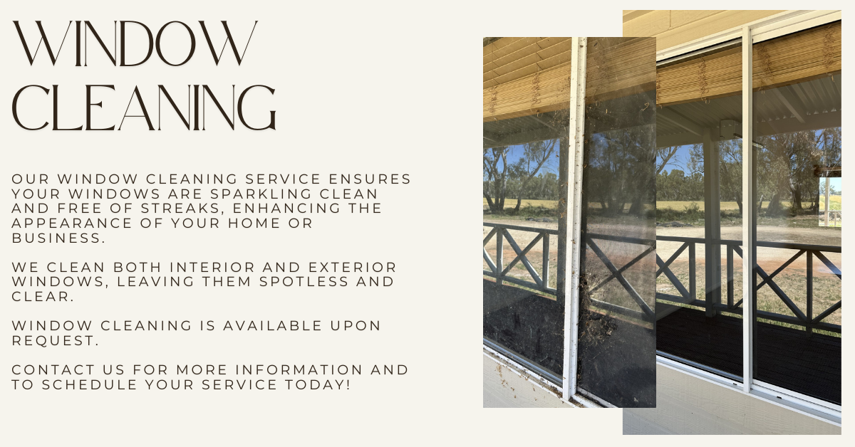 A poster for window cleaning with a picture of a screened in porch.