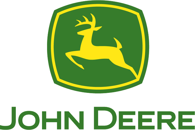 Green and yellow John Deere logo with a leaping deer.
