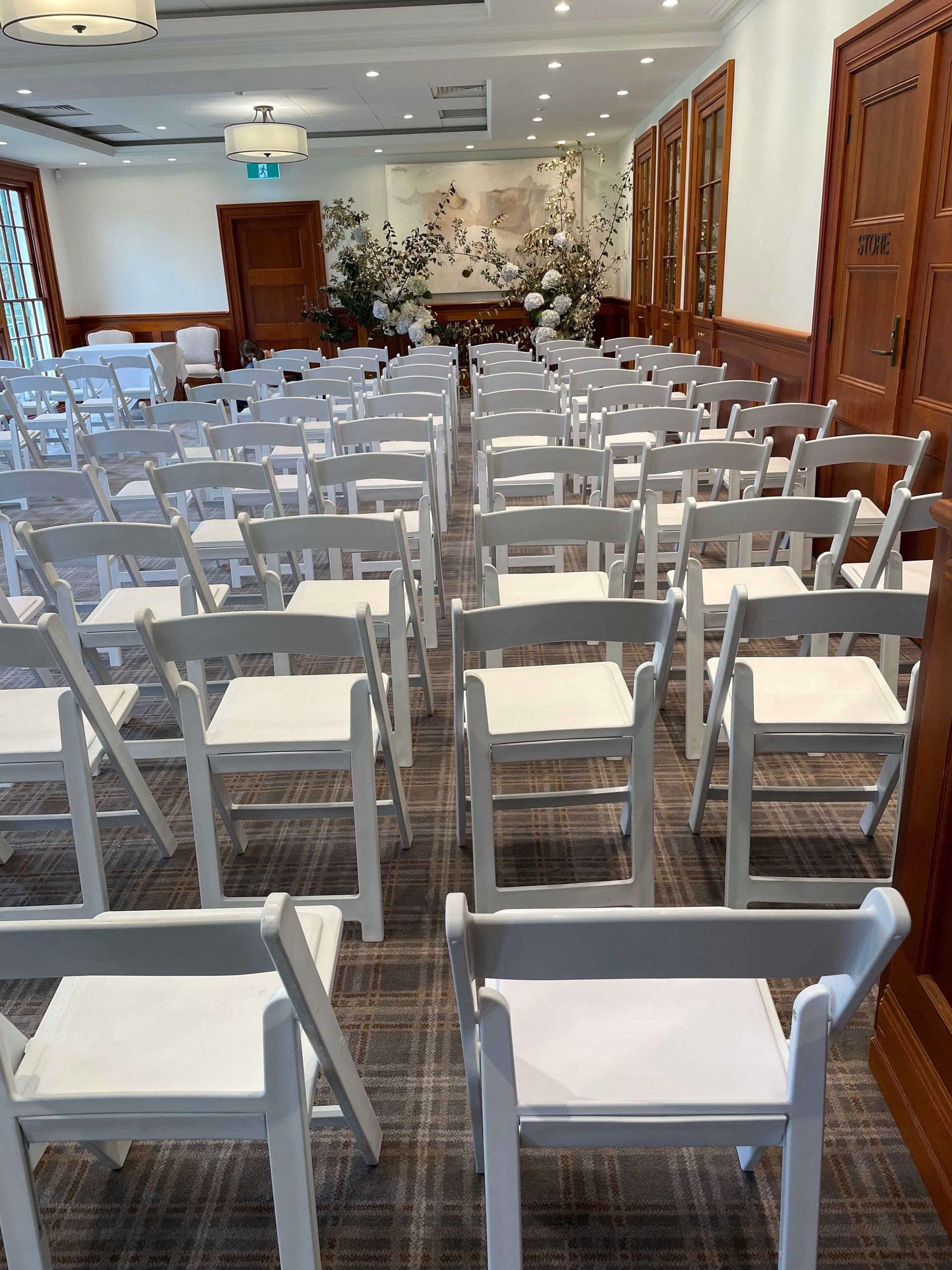 White Ceremony Chairs — Sydney, NSW — Affordable Chair Covers & Candelabras