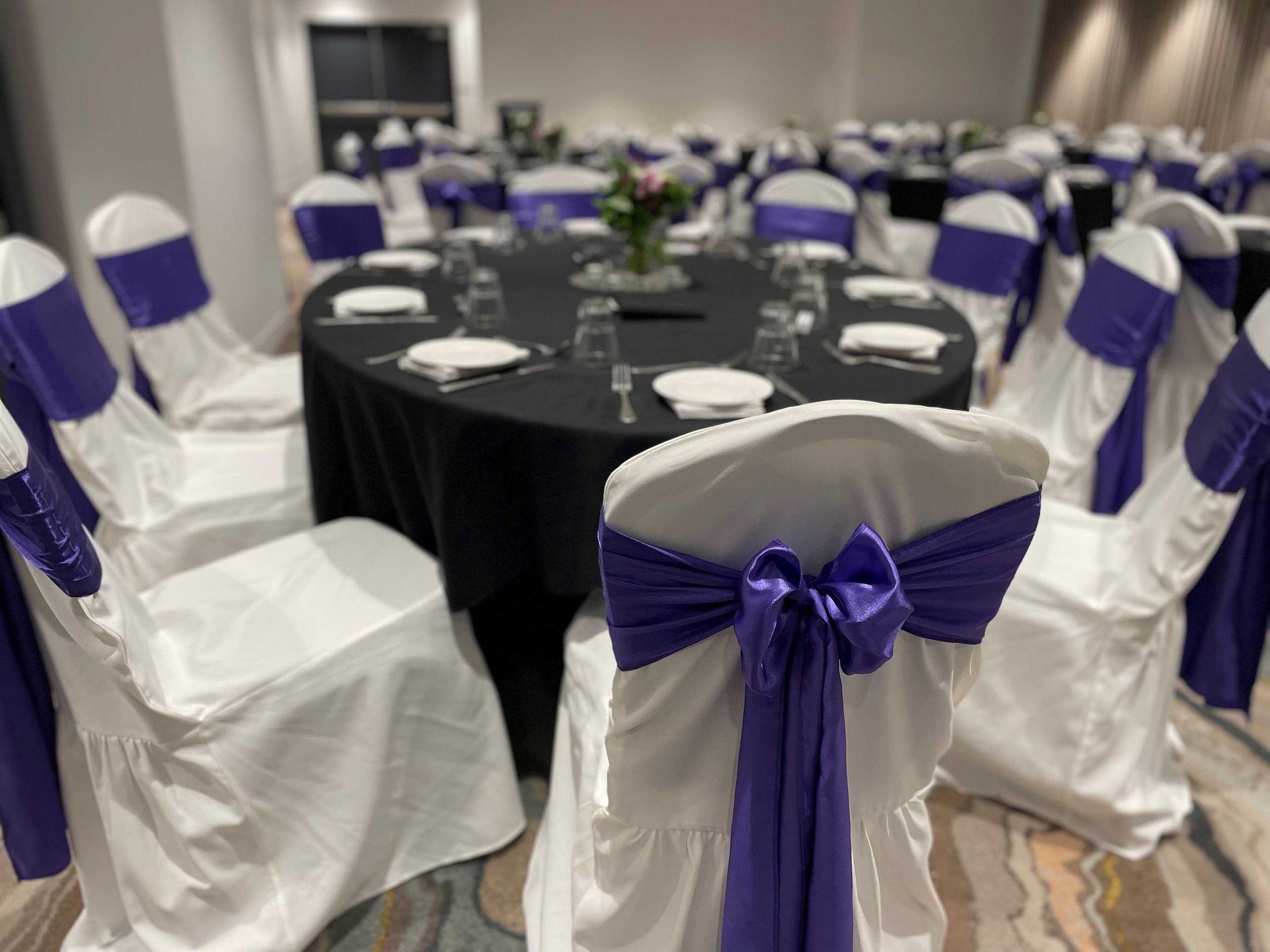 Violet Satin Sashes — Sydney, NSW — Affordable Chair Covers & Candelabras