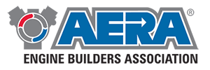 AERA Engine Builders Association logo with blue text and gray/red gear icon