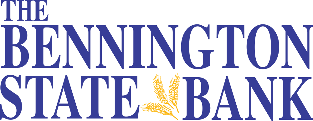 The Bennington State Bank logo in blue serif text with a gold wheat graphic