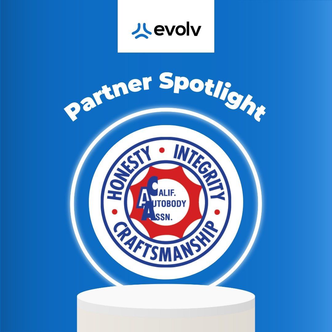 Evolv Partner Spotlight graphic featuring the A.I.F. Autobody Assn. logo in blue and white.