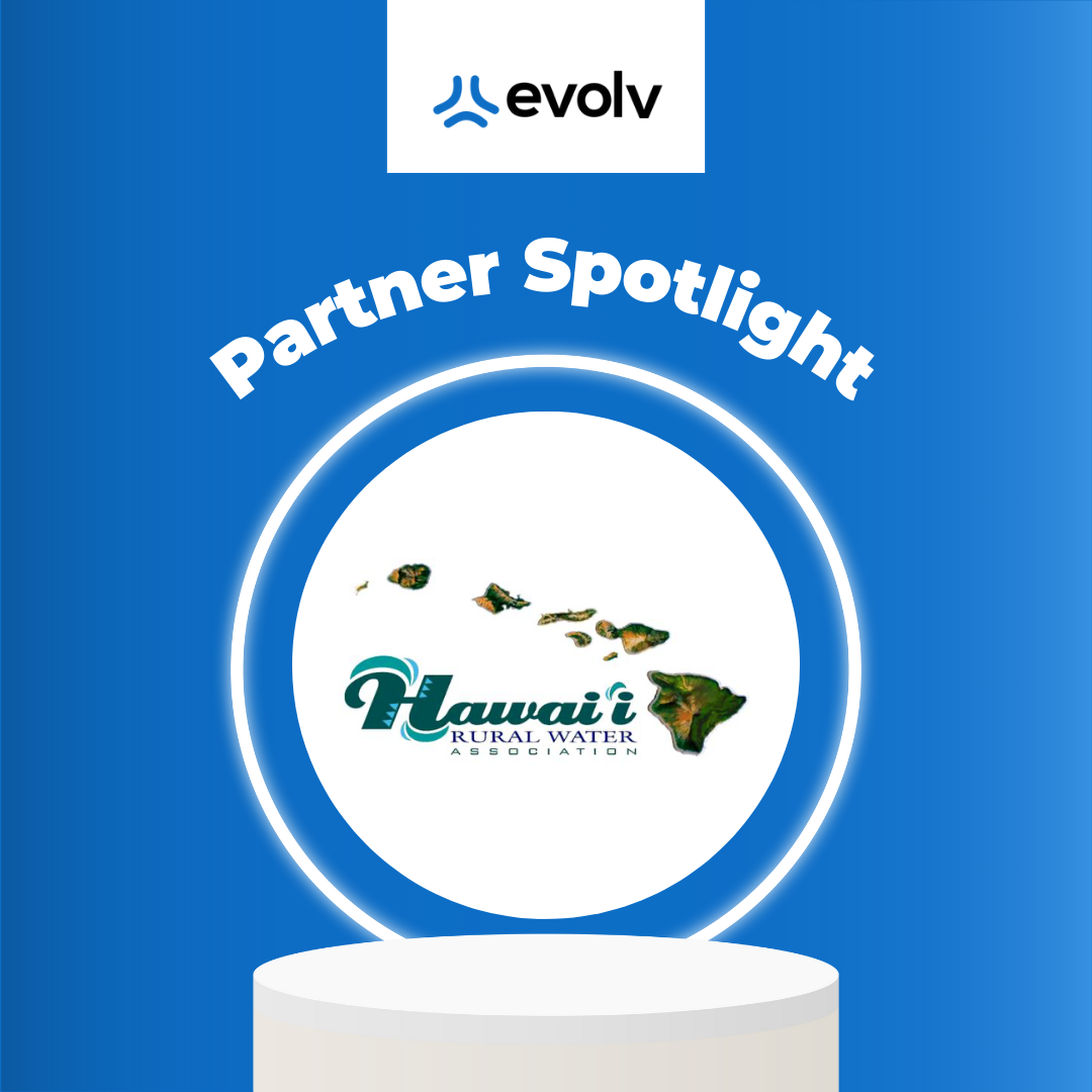Evolv Partner Spotlight graphic with Hawaii Pacific Health logo in a blue circular frame