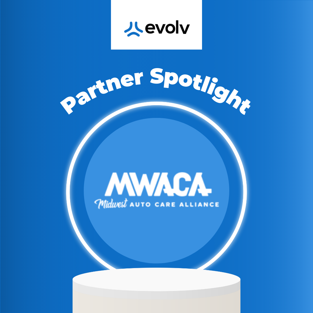 Evolv Partner Spotlight graphic with MWACA logo in a blue circular frame
