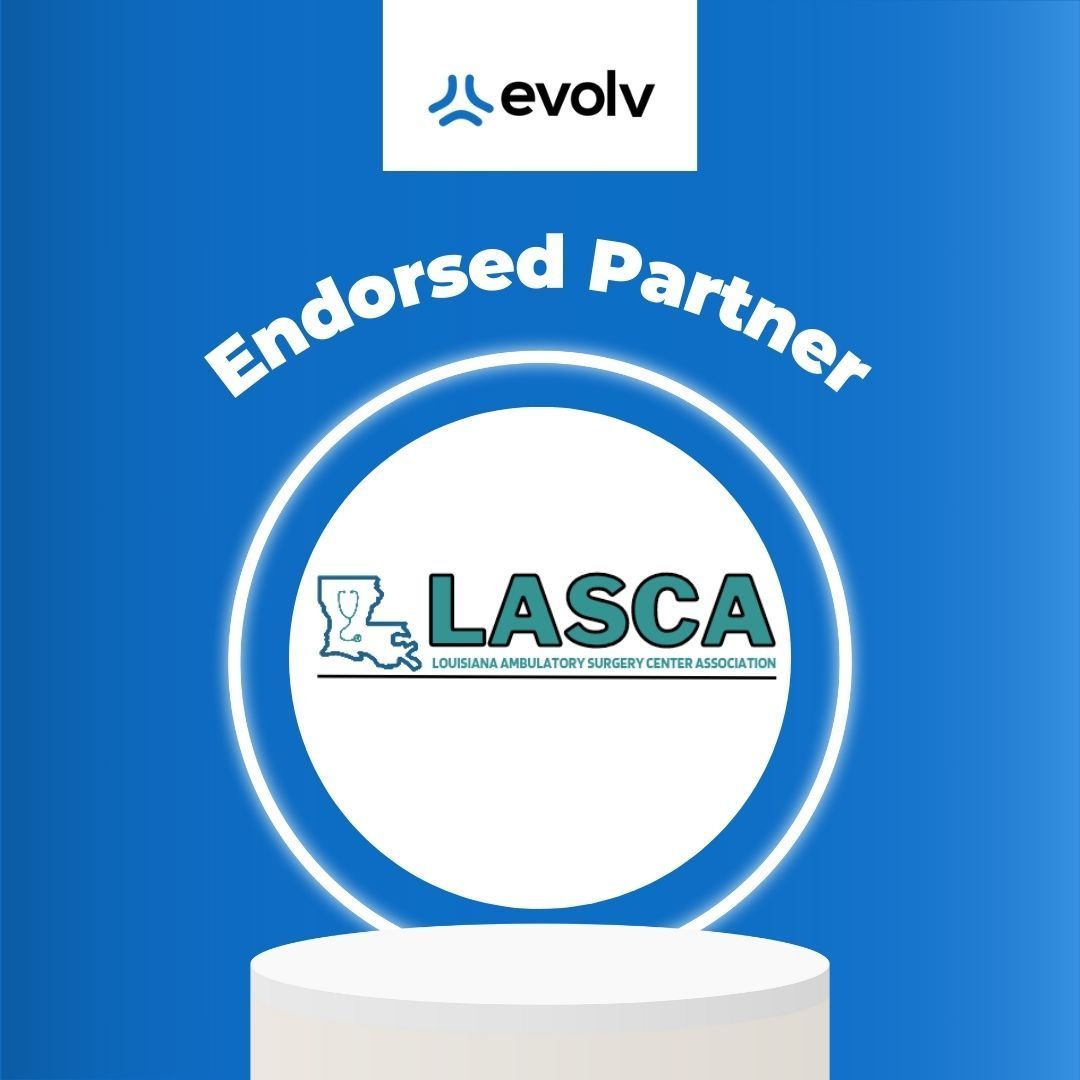 Evolv endorsed partner badge with LASCA logo on blue background