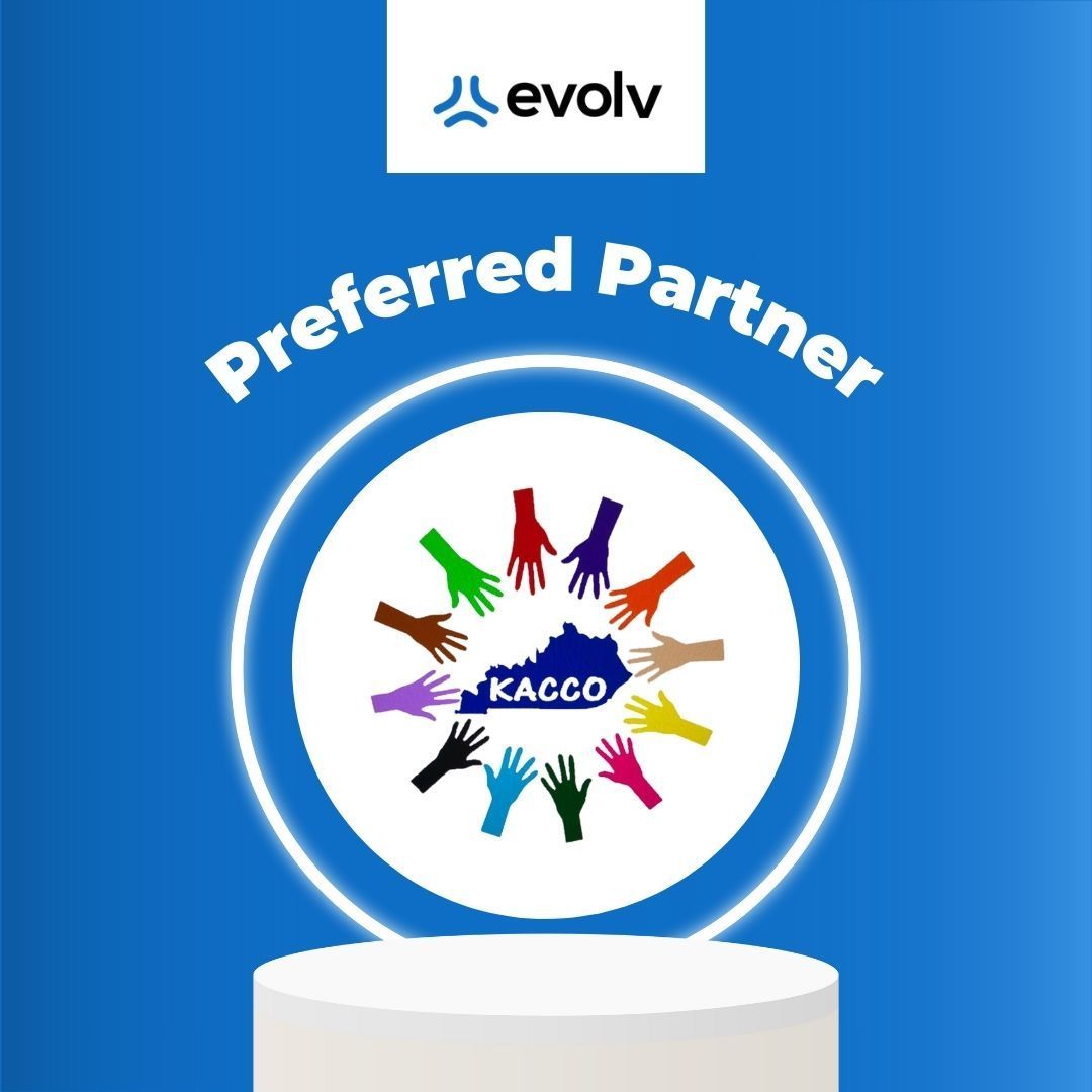 Evolv Preferred Partner badge with colorful hands around KACO logo on a blue background
