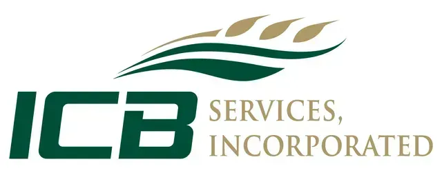 ICB Services, Incorporated logo in green and gold with stylized leaves and text