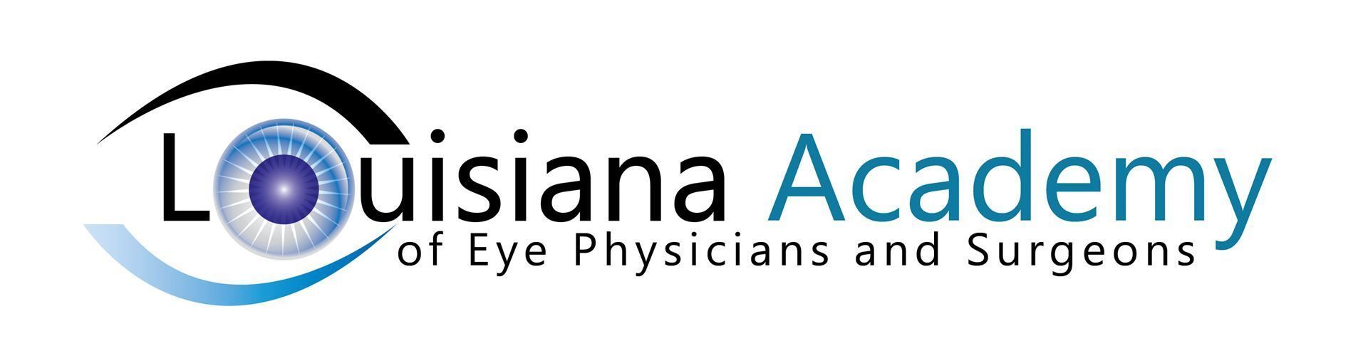 Louisiana Academy of Eye Physicians and Surgeons logo in blue, black, and gray with an eye icon