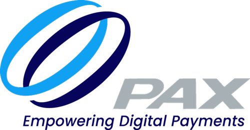 PAX logo with blue and gray oval icon and tagline “Empowering Digital Payments”