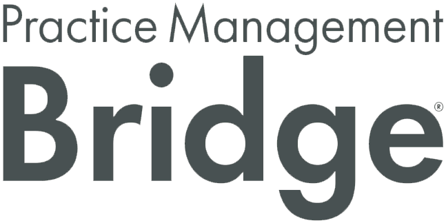 Practice Management Bridge logo in gray text with blue “Bridge” accent.
