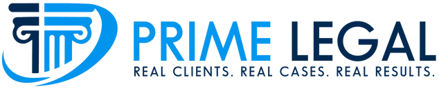 Prime Legal logo with blue TP icon and black text, plus tagline “Real Clients. Real Cases. Real Results.”