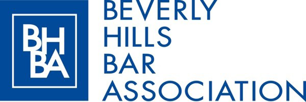Beverly Hills Bar Association logo with blue BHBA emblem and text on white background