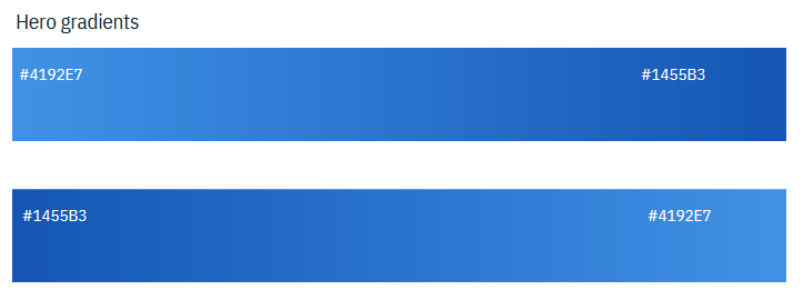 Hero gradients with two horizontal blue gradient bars and white hex color labels