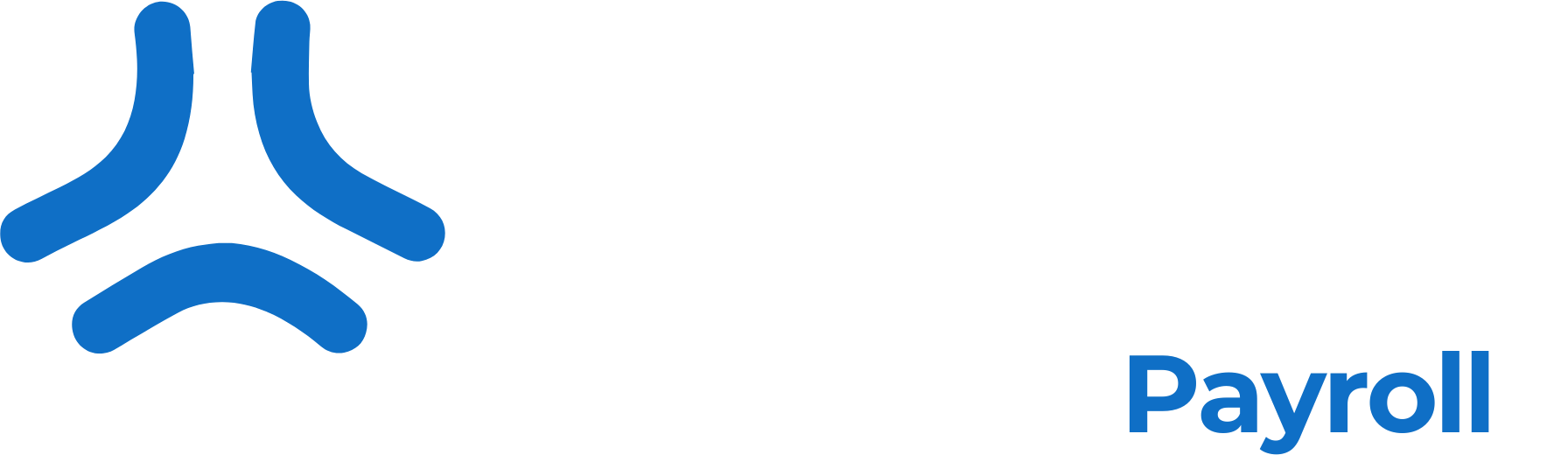 White and blue logo for evolv Payroll