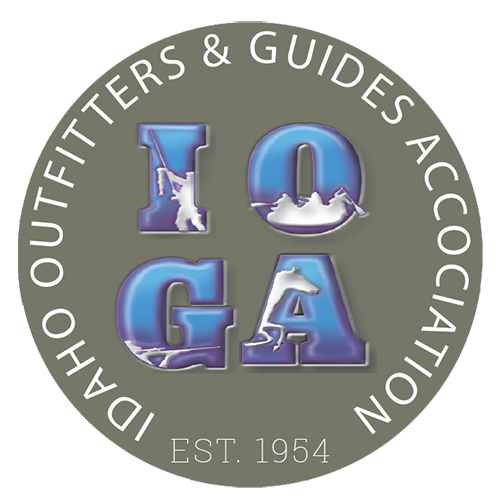 IDA Outfitter & Guides Association circular logo in gray with blue “IGA” and “Est. 1954” text