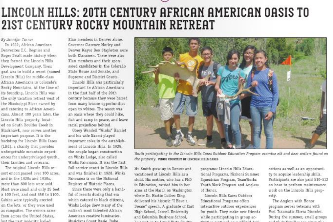 A newspaper article about lincoln hills 20th century african american oasis to 21st century rocky mountain retreat