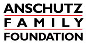 The logo for the anschutz family foundation is black and red.