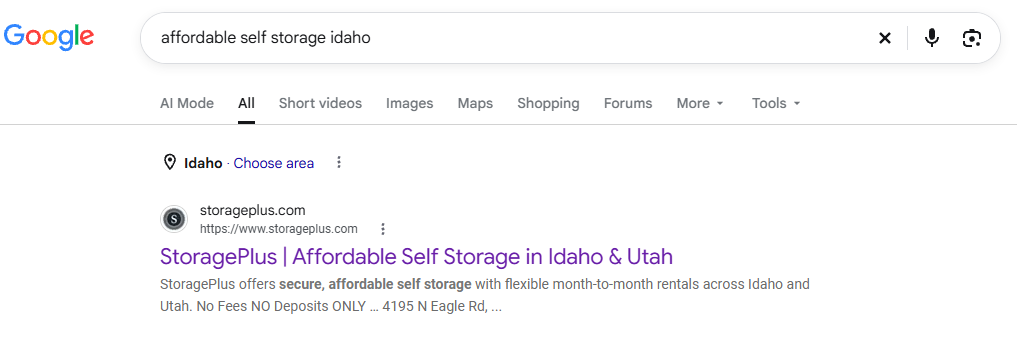 Google search results page for “what is image of storage box,” showing one result snippet.