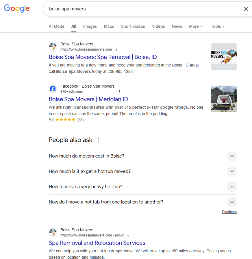 Google search results for 