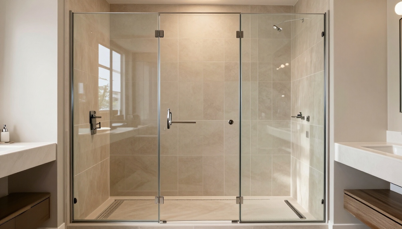 Frameless shower door installation in a modern Phoenix bathroom