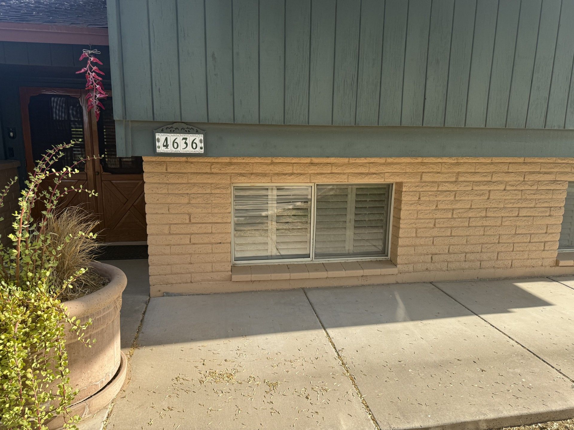 Exterior of a house with address 