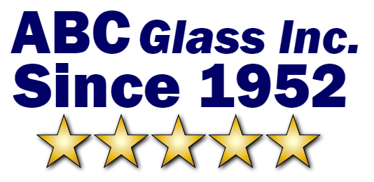 ABC Glass Inc. logo with text and five gold stars, indicating a high rating.