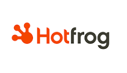 Orange frog-shaped logo next to the word